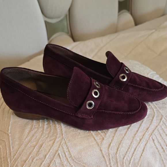 Bernardo Burgundy Suede Loafers - Picture 1 of 9